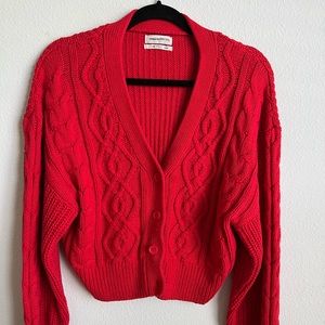 urban outfitters red knit cardigan/sweater
